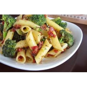 Penna  Pasta Broccoli Sundered Tomato and Feta Salad